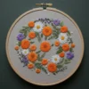Orange & White Floral Wreath Embroidery – Beginner Edition | Hand Embroidery Pattern PDF