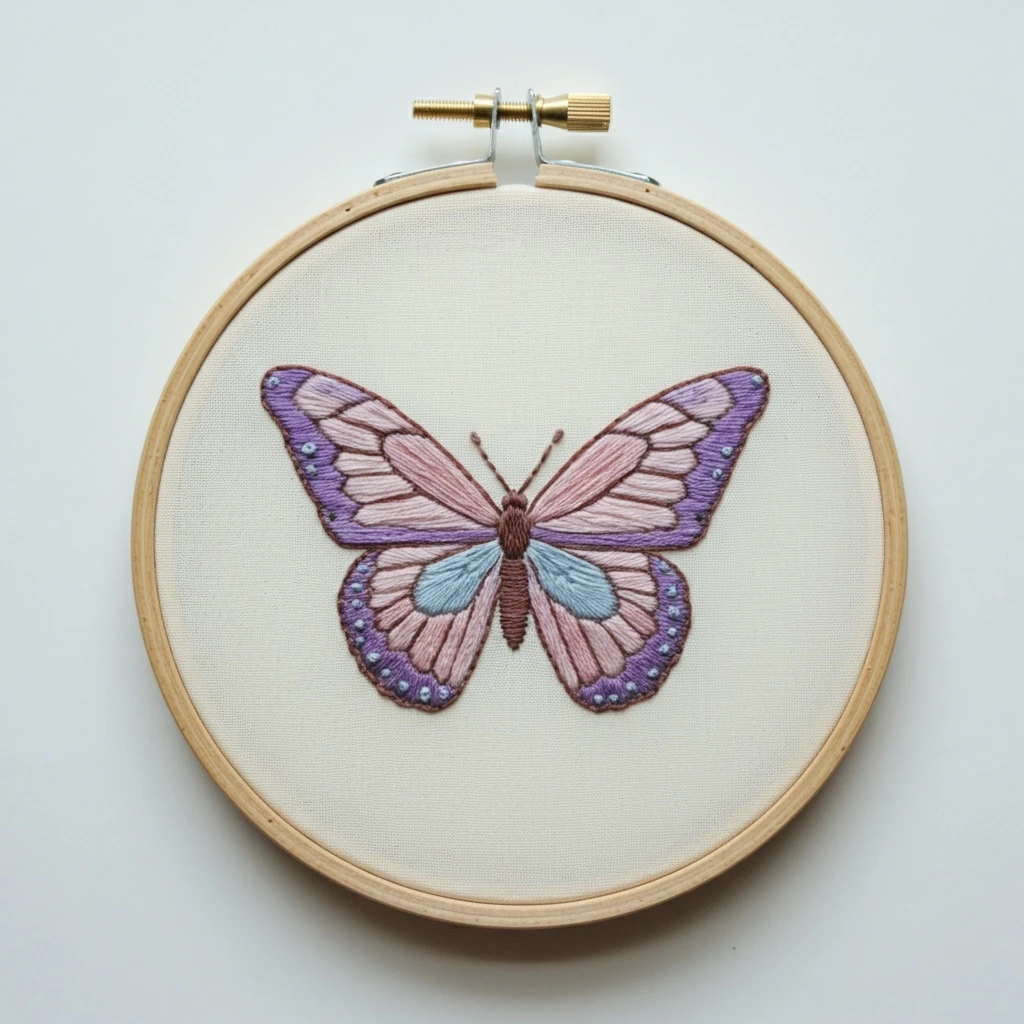 Pastel Butterfly Embroidery