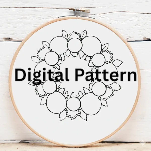 Pastel Hydrangea & Rose Wreath Hand Embroidery | Hand Embroidery Pattern PDF