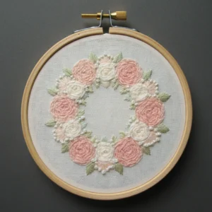 Pastel Hydrangea & Rose Wreath Hand Embroidery | Hand Embroidery Pattern PDF