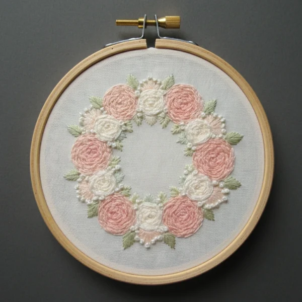 Pastel Hydrangea & Rose Wreath Hand Embroidery | Hand Embroidery Pattern PDF