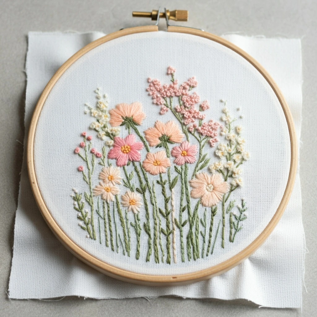 Pastel Wildflower Meadow Embroidery
