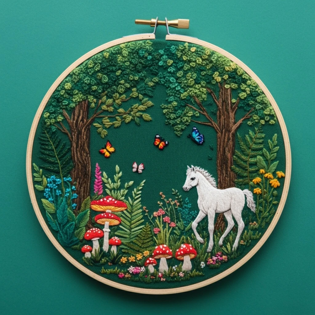 Pastoral Windmill Scene Embroidery