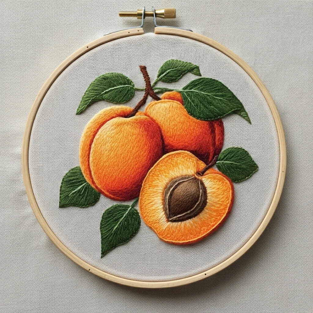 Realistic Apricot Embroidery Design