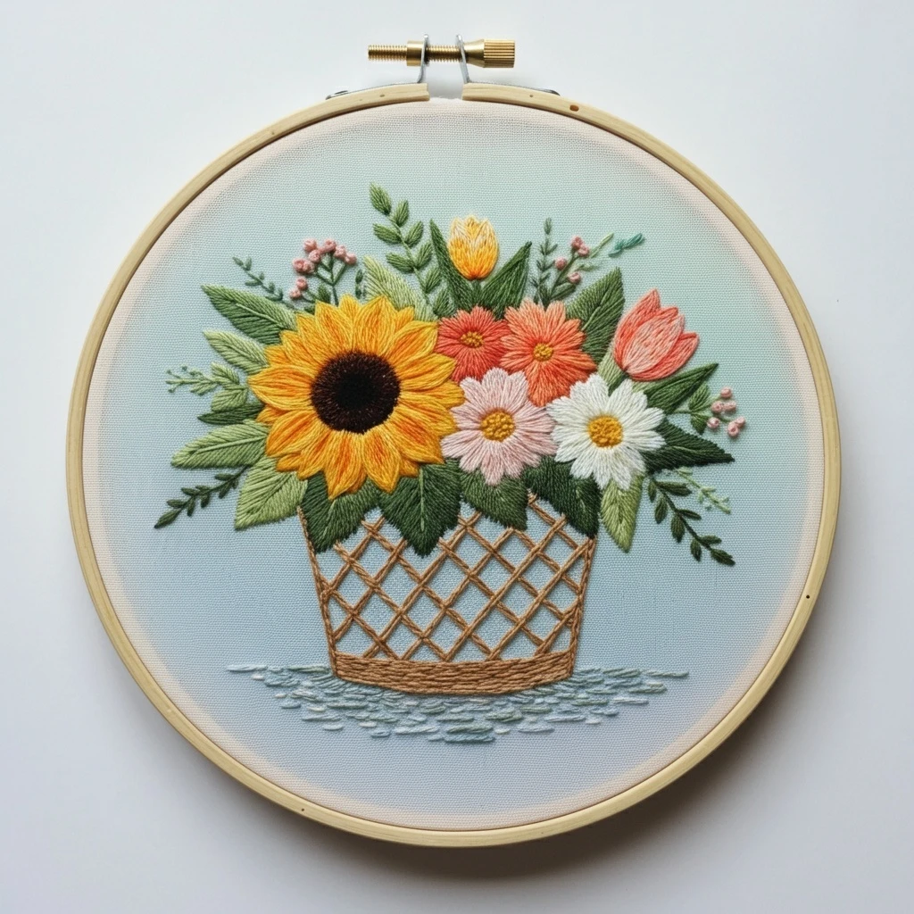 Rustic Summer Bouquet in a Woven Basket
