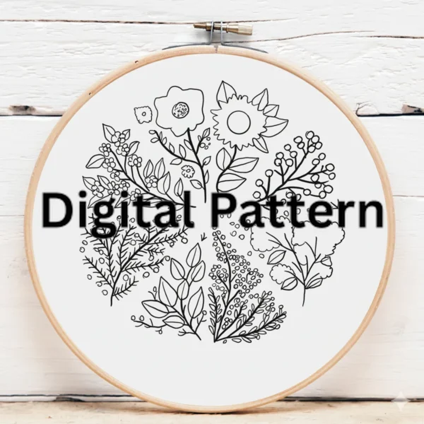 Seasonal Botanical Sampler | Hand Embroidery Pattern PDF