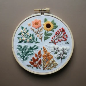 Seasonal Botanical Sampler | Hand Embroidery Pattern PDF