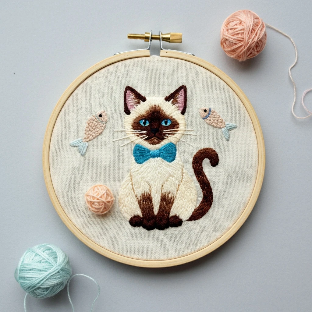 Siamese Cat Embroidery