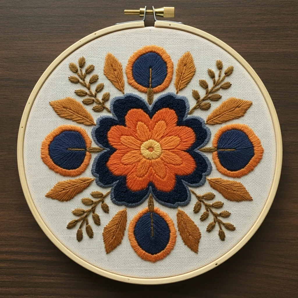 Simple Folk Inspired Floral Embroidery Pattern