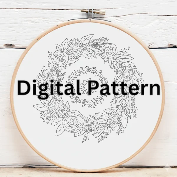 Soft Pastel Meadow Wreath | Hand Embroidery Pattern PDF