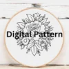 Soft Pink Rose & Sage Green Foliage Embroidery – Beginner Edition | Hand Embroidery Pattern PDF