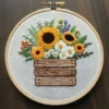 Summer Bouquet in a Wooden Crate | Hand Embroidery Pattern PDF