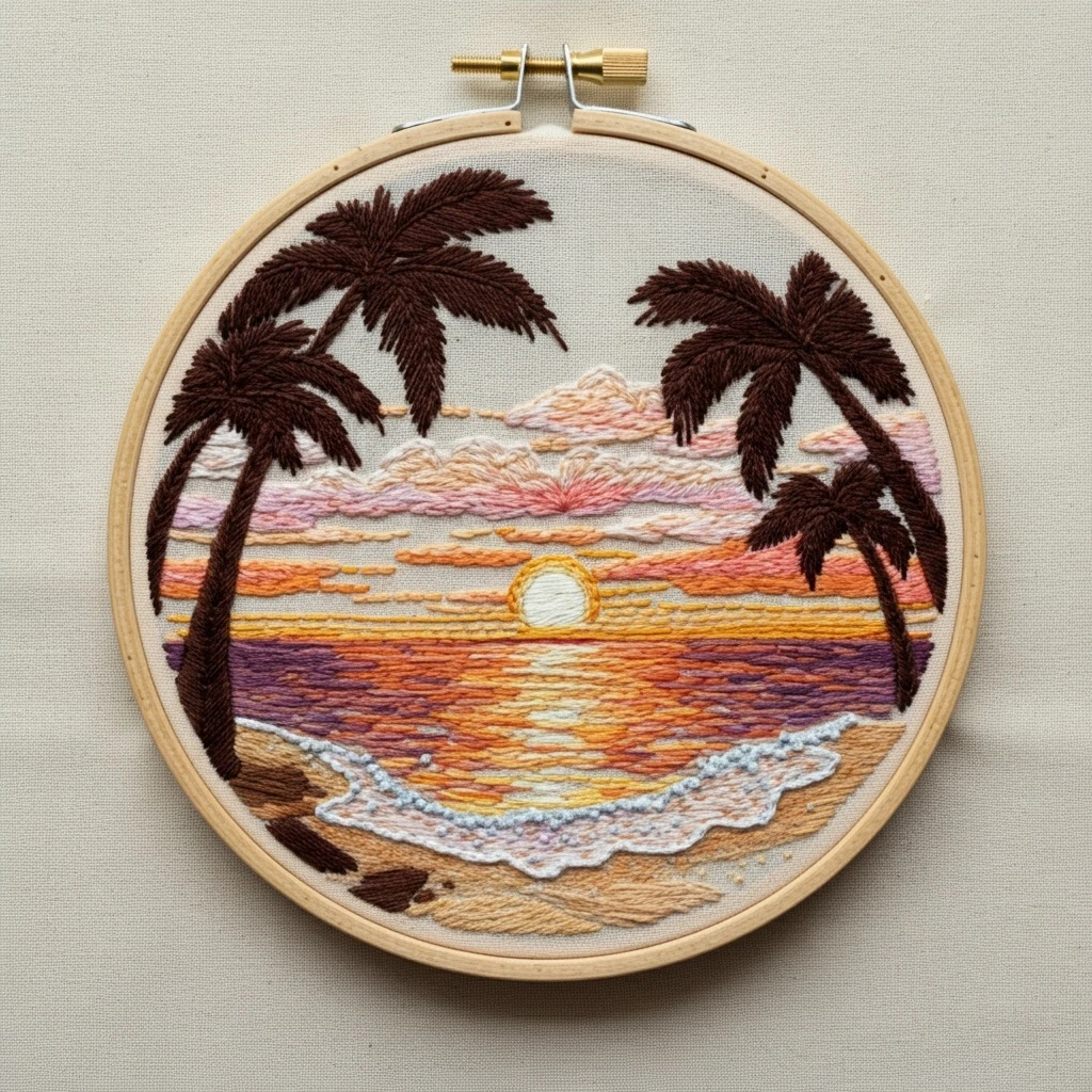 Sunset Beach Embroidery