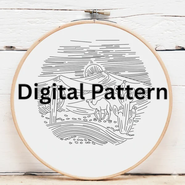 Textured Desert Sunset Landscape Embroidery | Hand Embroidery Pattern PDF