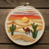 Textured Desert Sunset Landscape Embroidery | Hand Embroidery Pattern PDF