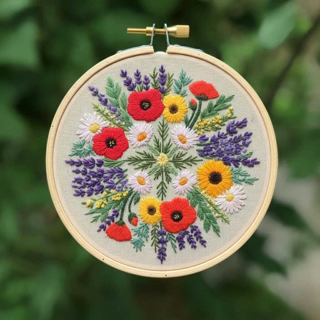Textured Ferns Hand Embroidery