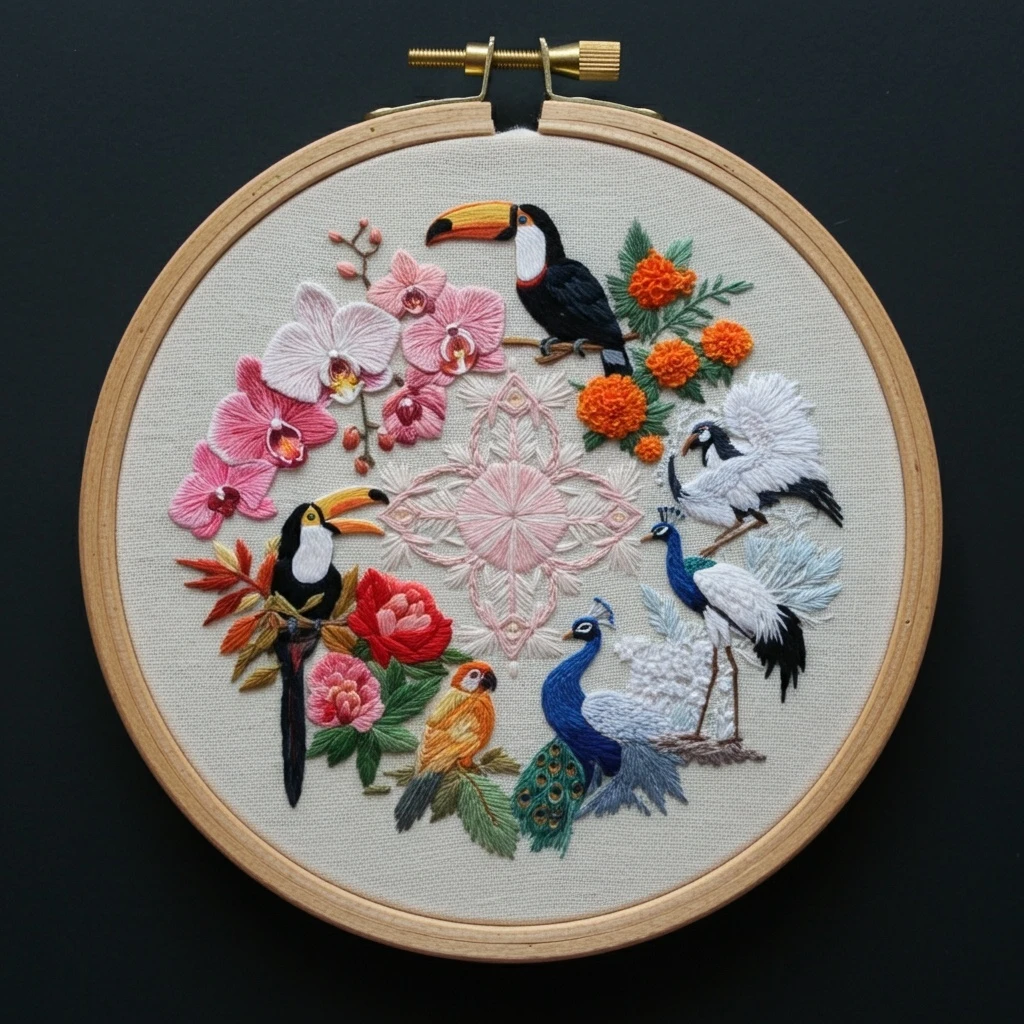 Tropical Toucan Jungle Embroidery