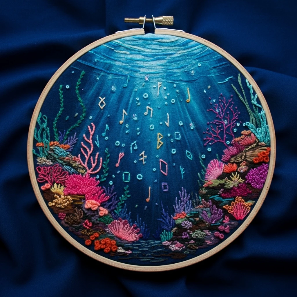 Underwater Music Coral Reef Embroidery