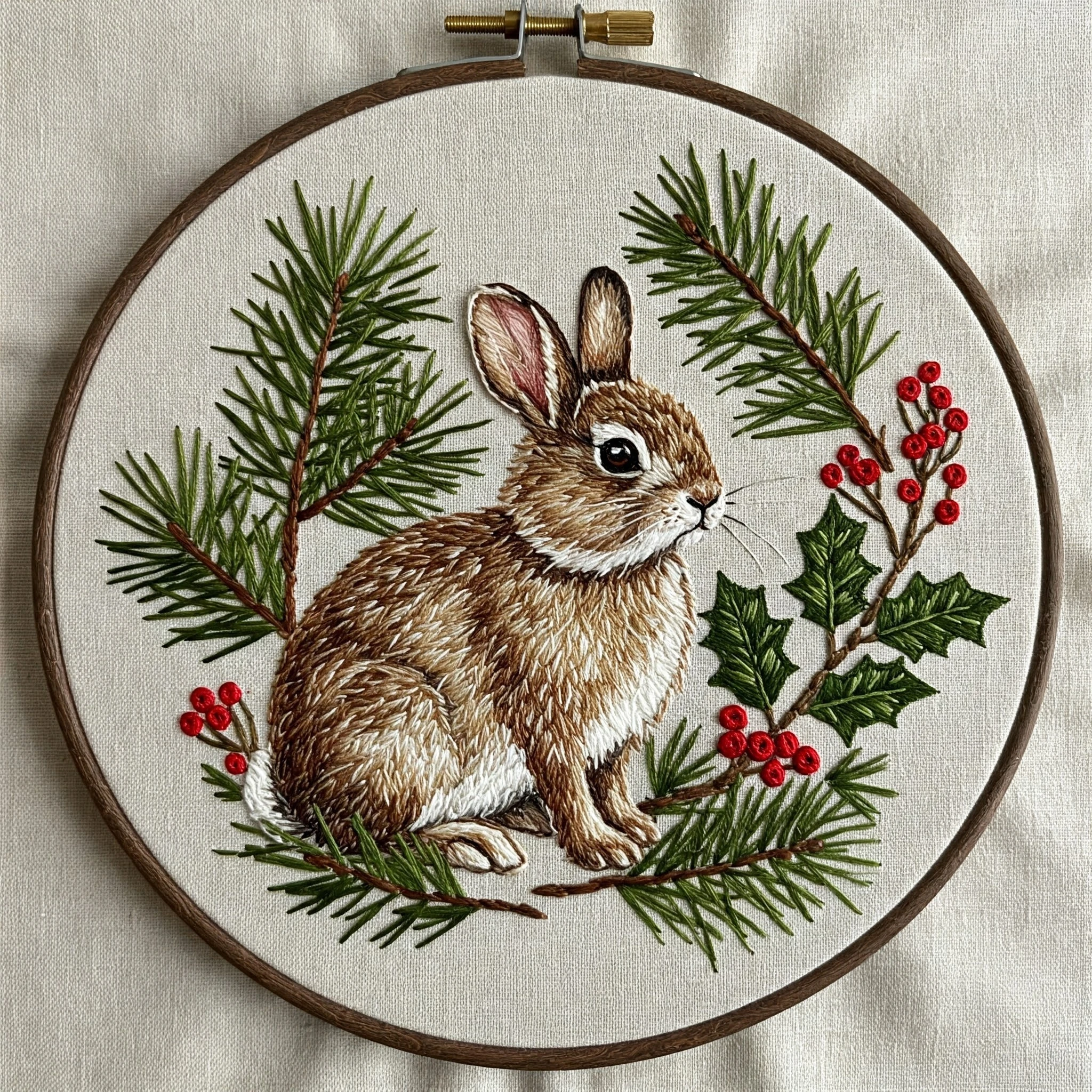 Winter Bunny Embroidery Hoop