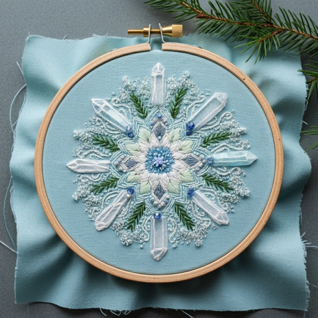Winter Crystal Snowflake Embroidery