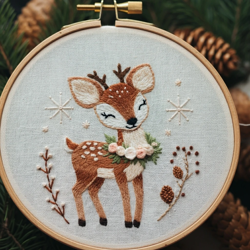 Winter Fawn Hand Embroidery