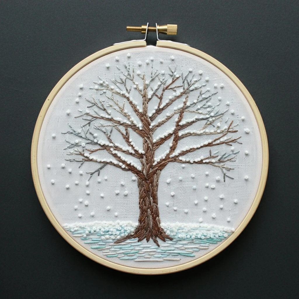 Winter Serenity Embroidery Art