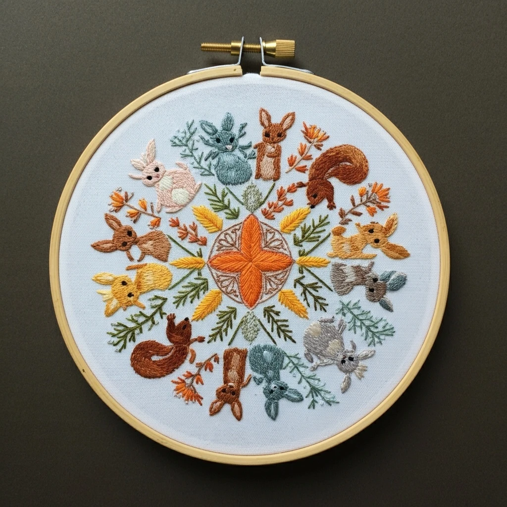 Woodland Creature Circle Embroidery