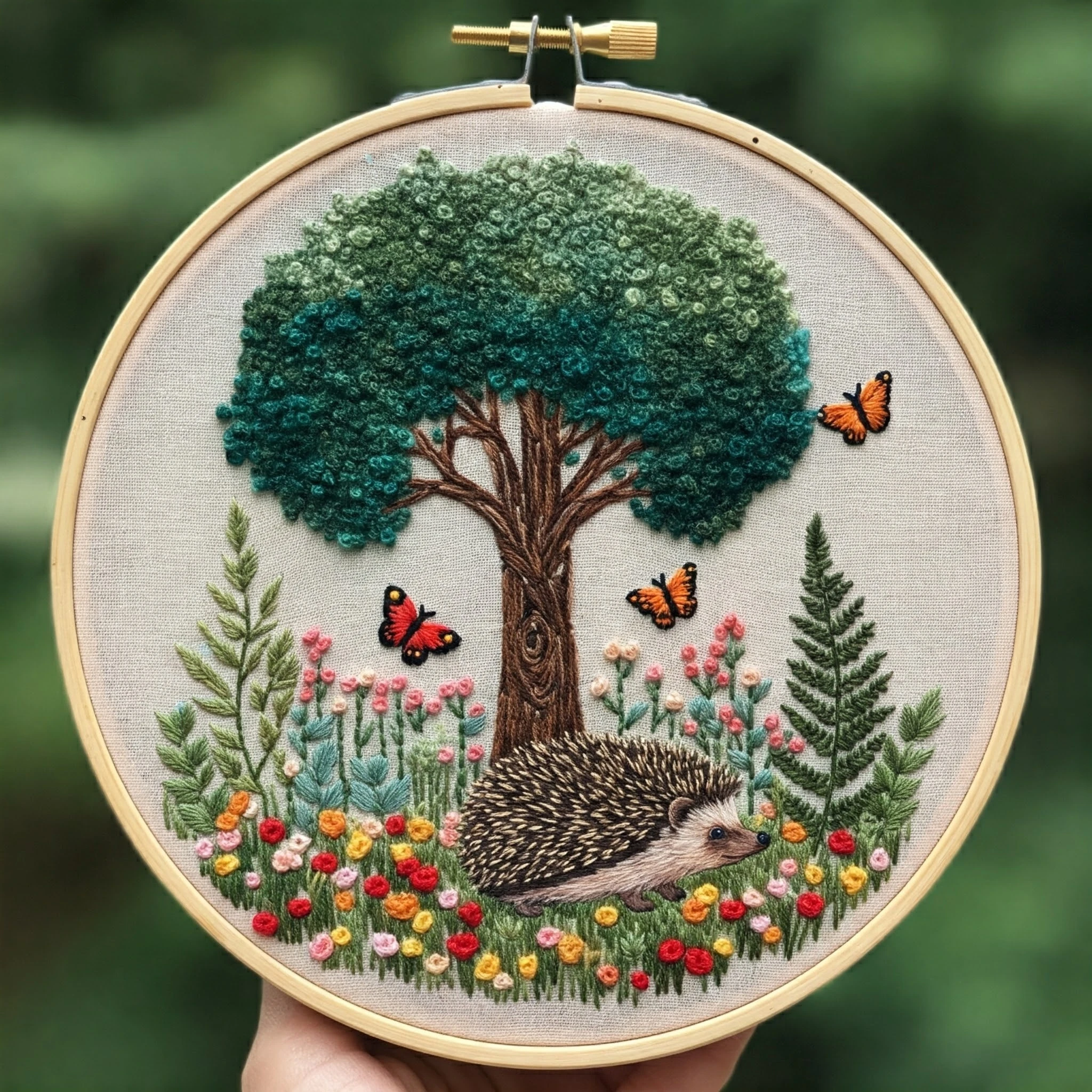 Woodland Hedgehog Embroidery Art