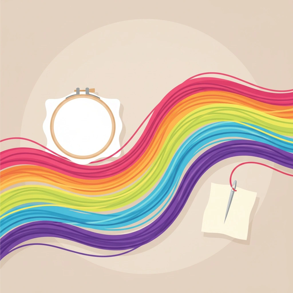 Macro close-up of stitching detail on linen fabric related to how to organize embroidery thread.