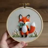 Adorable 3D Fox Embroidery with Scarf | Hand Embroidery Pattern PDF