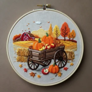 Autumn Harvest Wagon | Hand Embroidery Pattern PDF