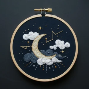 Celestial Moon and Constellations Embroidery | Hand Embroidery Pattern PDF