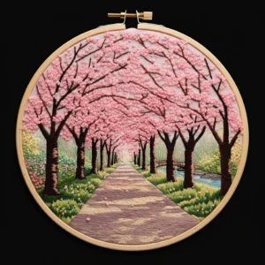 Cherry Blossom Dream Path | Hand Embroidery Pattern PDF