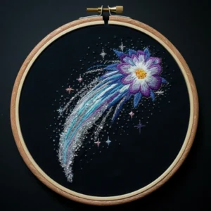 Cosmic Bloom Shooting Star Flower | Hand Embroidery Pattern PDF