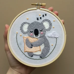 Cozy Koala Hugging a Pillow | Hand Embroidery Pattern PDF