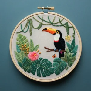 Exotic Bird & Floral Mandala Embroidery | Hand Embroidery Pattern PDF