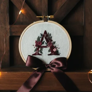 Floral Monogram Letter A | Hand Embroidery Pattern PDF