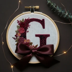 Floral Monogram Letter G | Hand Embroidery Pattern PDF