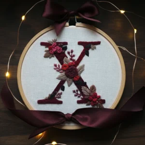 Floral Monogram Letter X | Hand Embroidery Pattern PDF