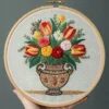 Ornate Floral Vase Arrangement | Hand Embroidery Pattern PDF