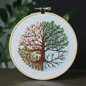 Quarters of the Year Tree Design | Hand Embroidery Pattern PDF