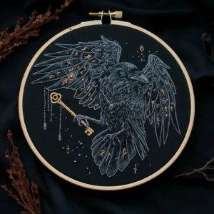 Runic Raven of Secrets Embroidery Guide | Hand Embroidery Pattern PDF