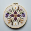 Rustic Pansy, Daisy, and Botanical Symmetry | Hand Embroidery Pattern PDF