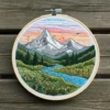 Serene Mountain Sunrise | Hand Embroidery Pattern PDF