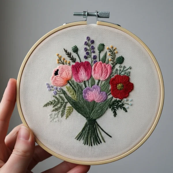 Simple & Elegant Floral Bouquet | Hand Embroidery Pattern PDF
