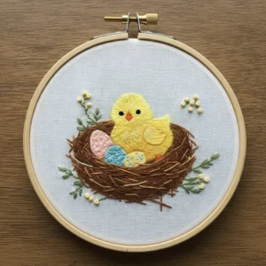 Spring Nestling Baby Chick Embroidery Guide | Hand Embroidery Pattern PDF