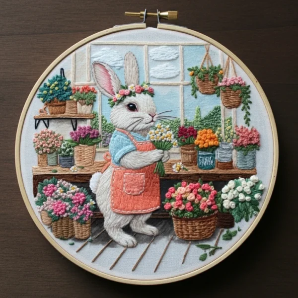 The Bunny Florist | Hand Embroidery Pattern PDF