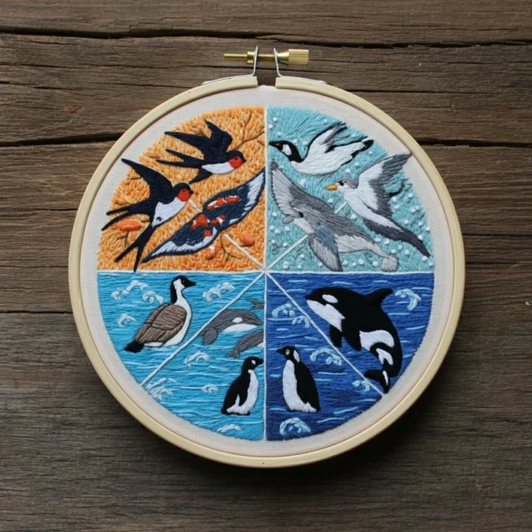 The Four Seasons of Wildlife Embroidery | Hand Embroidery Pattern PDF