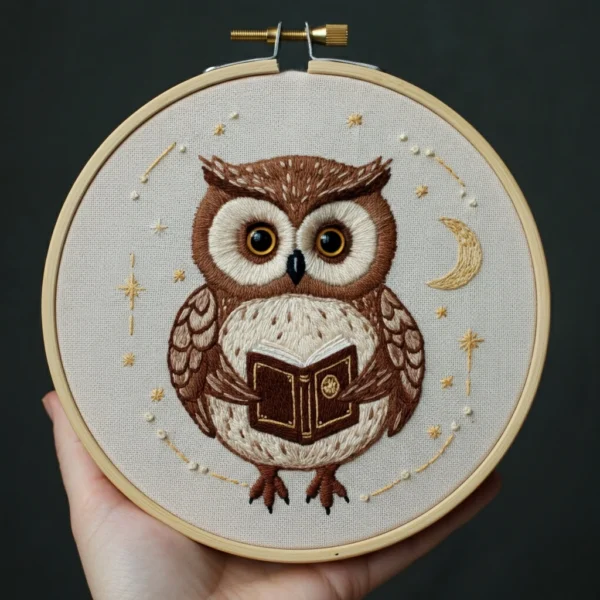 The Studious Owl Embroidery Palette | Hand Embroidery Pattern PDF