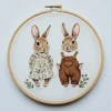 Whimsical Woodland Duo — Dressed Bunny Couple | Hand Embroidery Pattern PDF